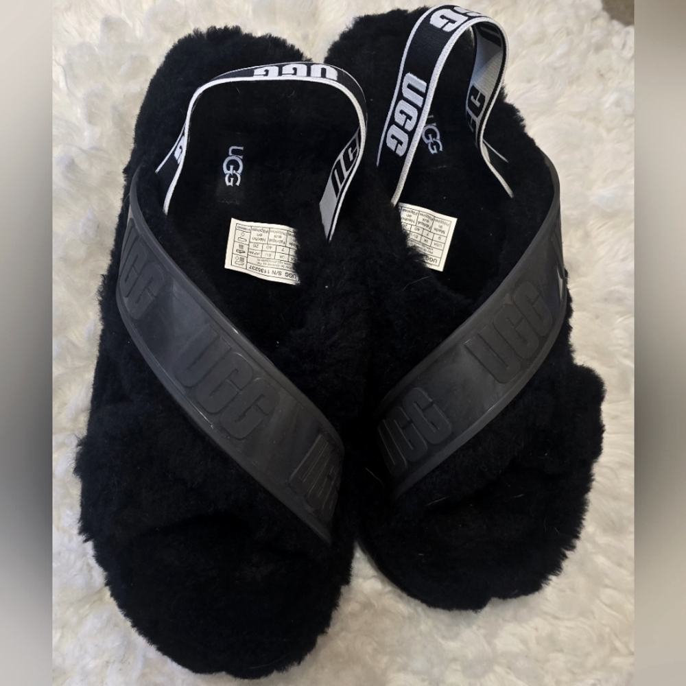 Womens UGG Faux Fur Slipper Sandal Platform Sz 9 NWOB